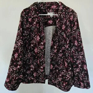 Cj Banks 2X Work Casual Button Down Maroon Long Sleeve Jacket.